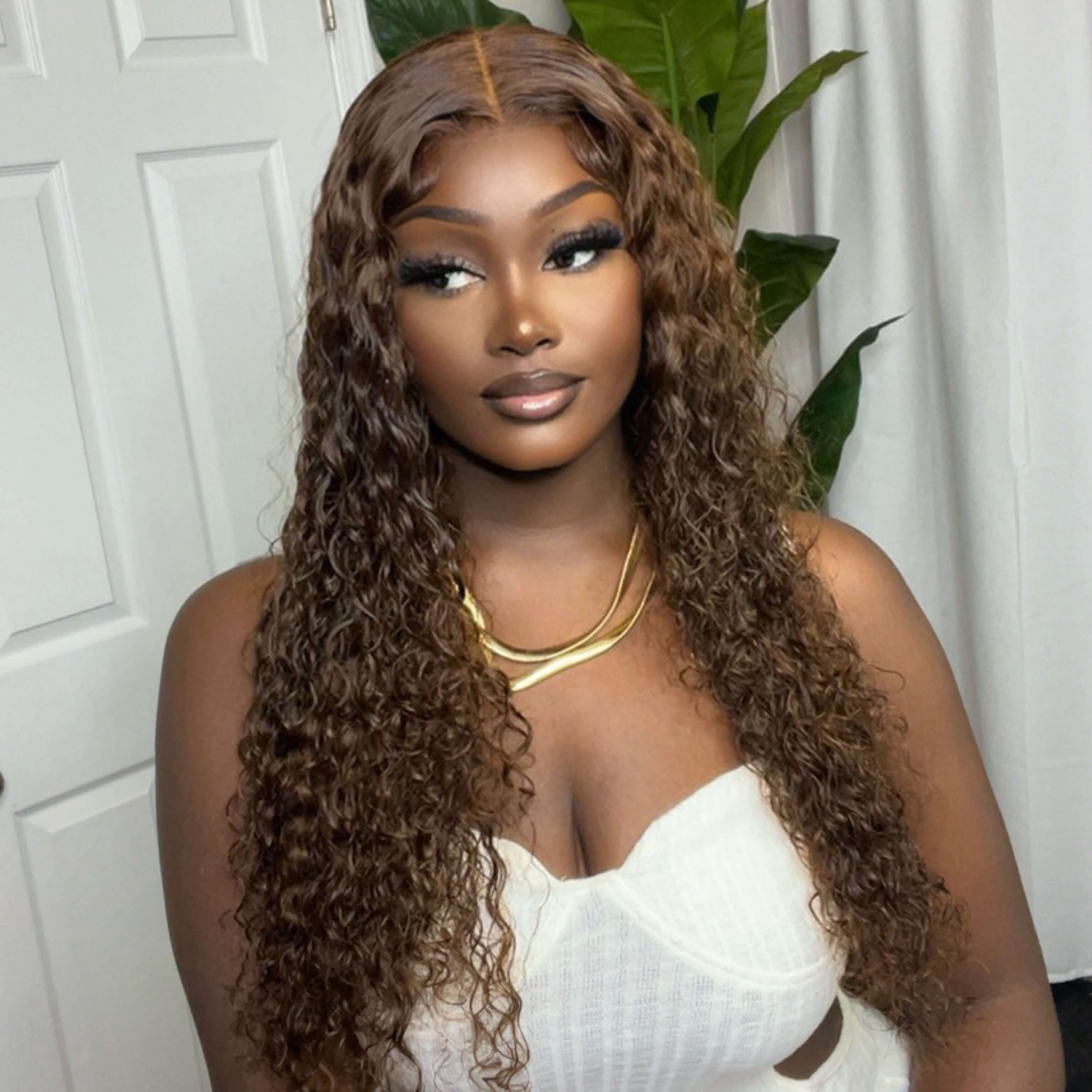 Chocolate Brown Wig Curly Hair 13x4 HD Lace Frontal Wigs For Black Women 100% Real Human Hair-Alididihair