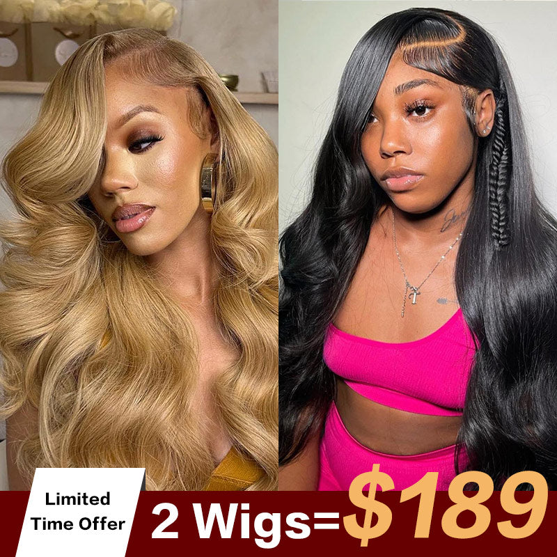 2wigs=$189 | 13x4 #27 Honey Blonde Lace Frontal Wig+13x4 Straight Lace Frontal Wig