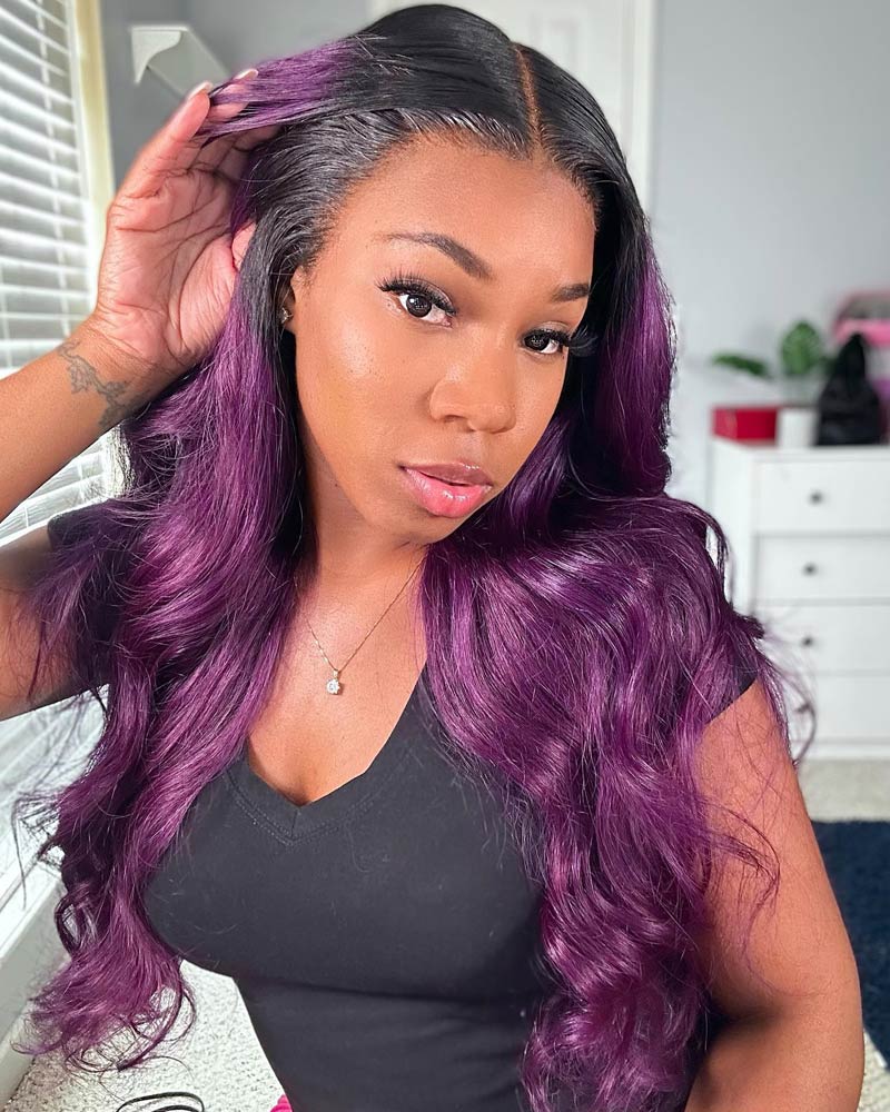 1B/Purple Color Wig Body Wave 5x5/13x4 Ombre HD Lace Front Wig 100% Virgin Human Hair Wigs-Alididihair