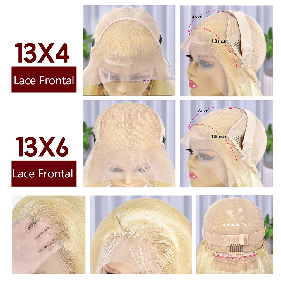Straight Hair/Body Wave P18/613 Honey Blonde Highlights 13x4 HD Transparent Lace Frontal Wig Pre Plucke-Alididihair