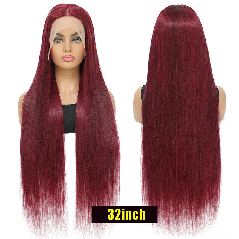 Ningxuewig 13x6 HD Transparent Lace Front wig Burgundy 99J Lace Front Wigs Human Hair Pre Plucked with Baby Hair