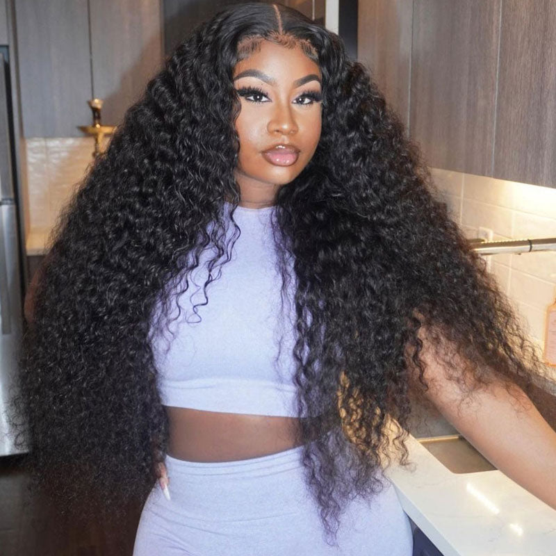 Alididi Super Mini Knots 13x4 HD Transparent Lace Frontal Wig Deep Curly Real Human Hair Wig