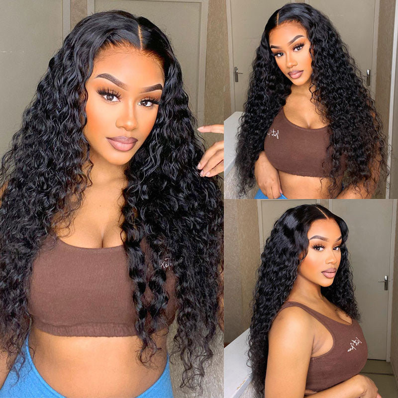 Water Wave 5x5 HD Lace Closure Wig Pre Plucked With Baby Hair Natural Hairline 100% Real Human Hair Wig-AlididiHair