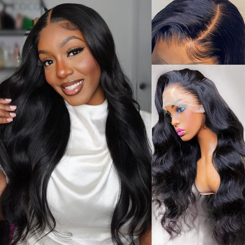 Body Wave 13x6 HD Transparent Lace Frontal Wig Pre Plucked Natural Hairline Real Human Hair-Alididihair