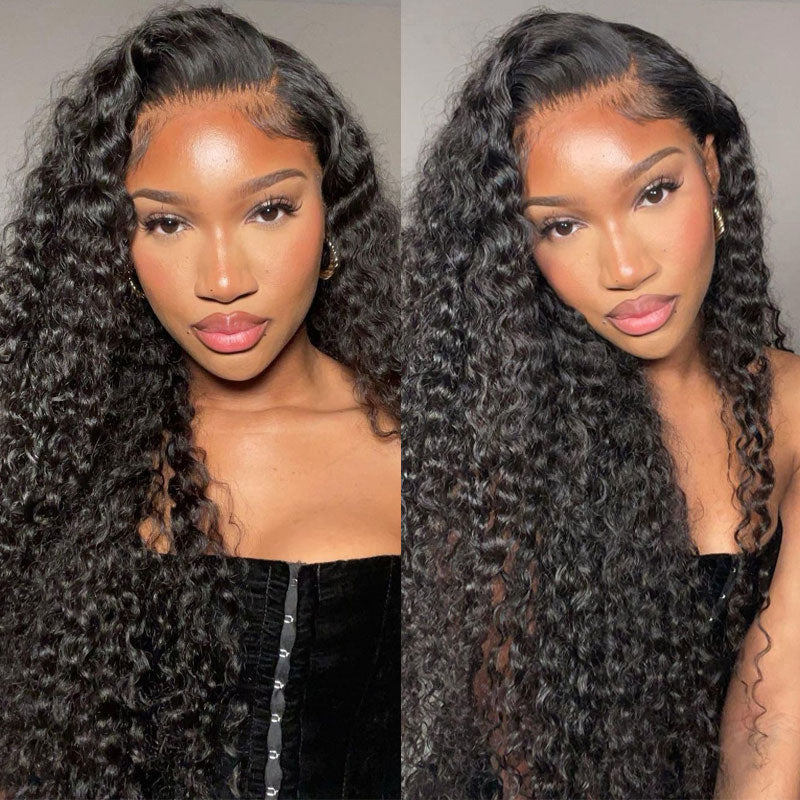 Deep Wave 13x4 HD Transparent Lace Frontal Wig Pre Plucke Real Human Hair Wigs-Alididihair