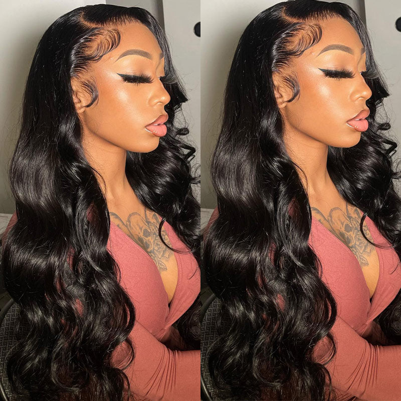 {Super Deal} Alididi Body Wave 13x4 HD Transparent Lace Frontal Wig Pre Plucked Real Human Hair Wig No Code Needed