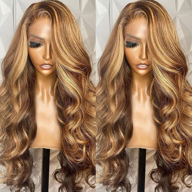 13x4 Water Wave Lace Frontal Wig+13x4 Body Wave Honey Blonde Highlight Wig{Deal Price}