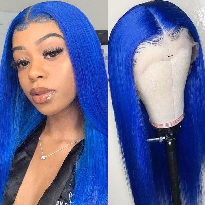 13x4-hd-Lace-frontal-blue-color-wig-straight-human-hair
