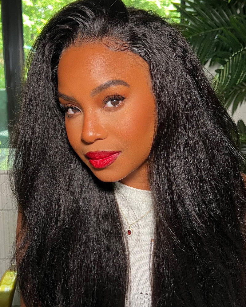 13x6 Kinky Straight Lace Frontal Wigs Pre Plucked With Baby Hair 100% Human Hair-AlididiHair