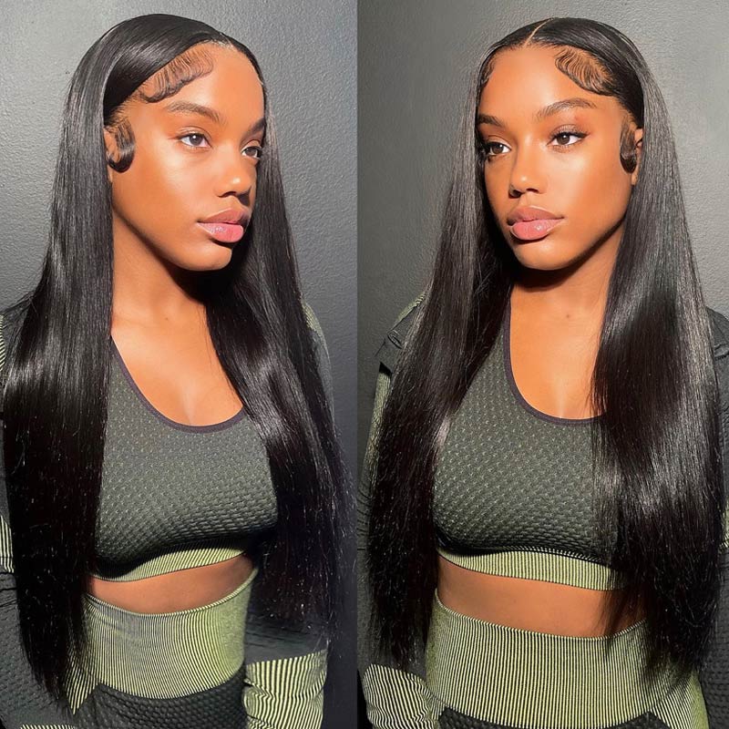 {Super Deal} Alididi Long Straight Hair 13x4 HD Transparent Lace Frontal Wig Real Human Hair Wigs  (No Code Available)