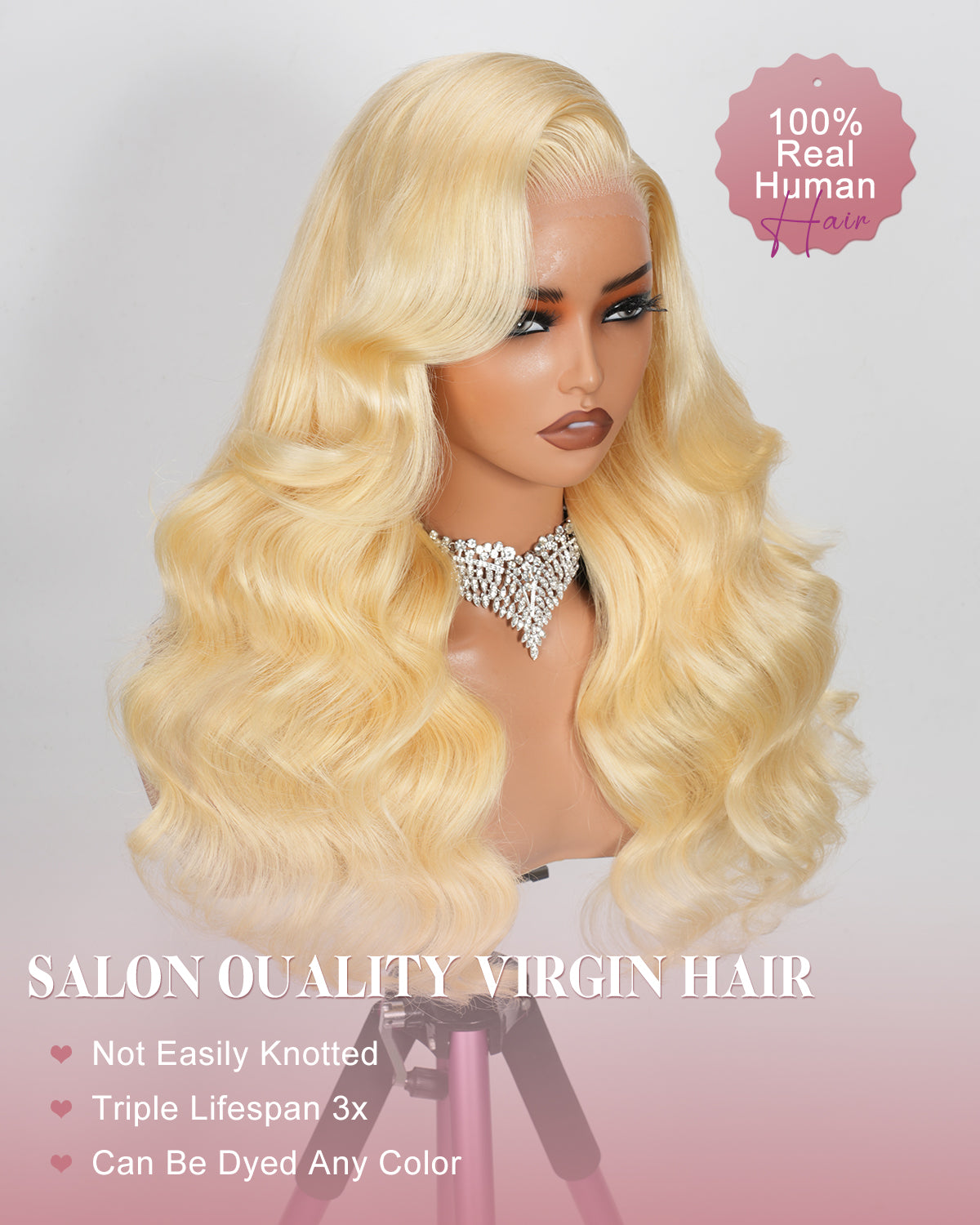 613 Blonde Body Wave 13x6 HD Transparent Lace Frontal Wig Pre Plucked Human Hair-AlididiHair