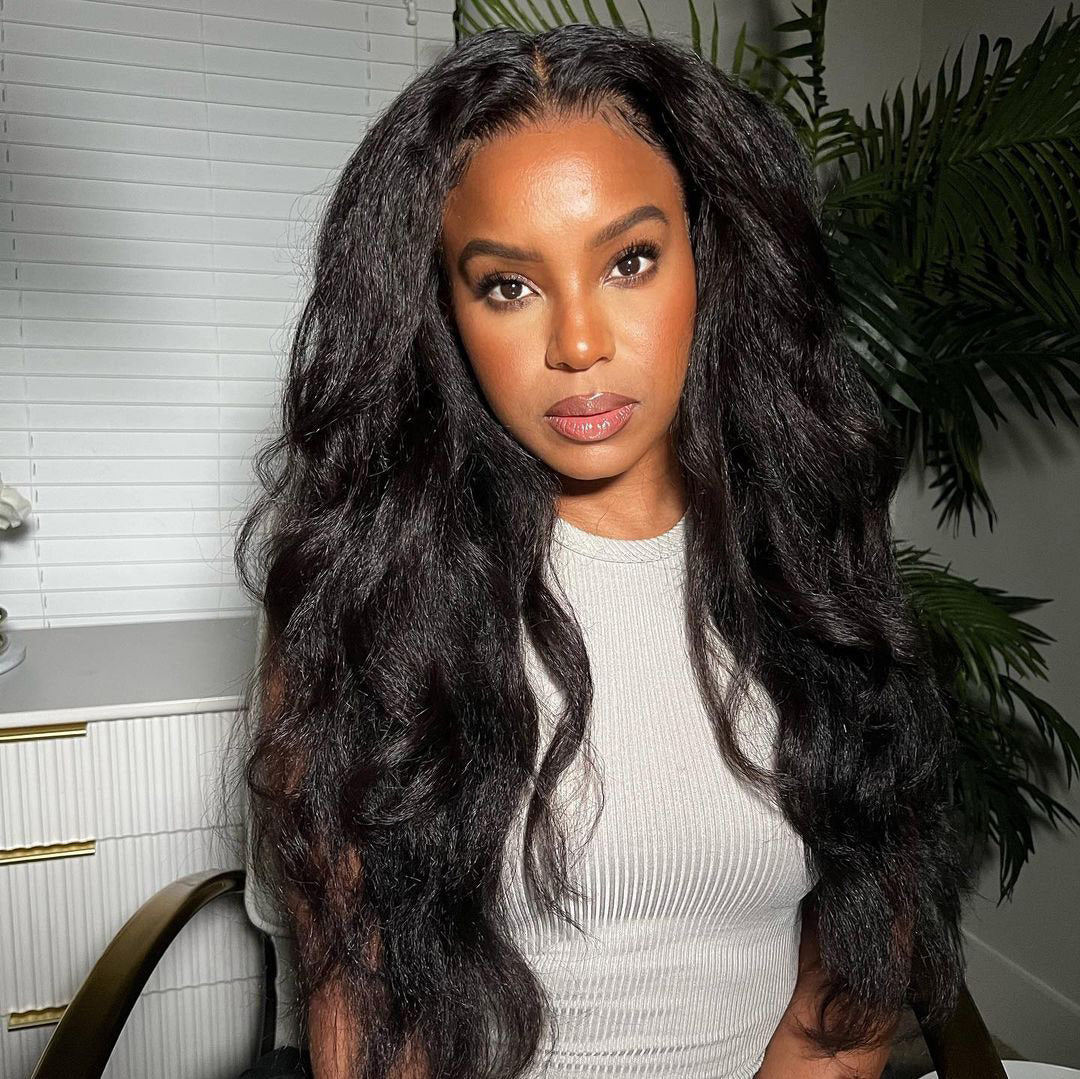 Kinky Straight 360 Transparent Lace Front Wigs Human Hair Wig Pre Plucked Natural Hairline-Alididihair
