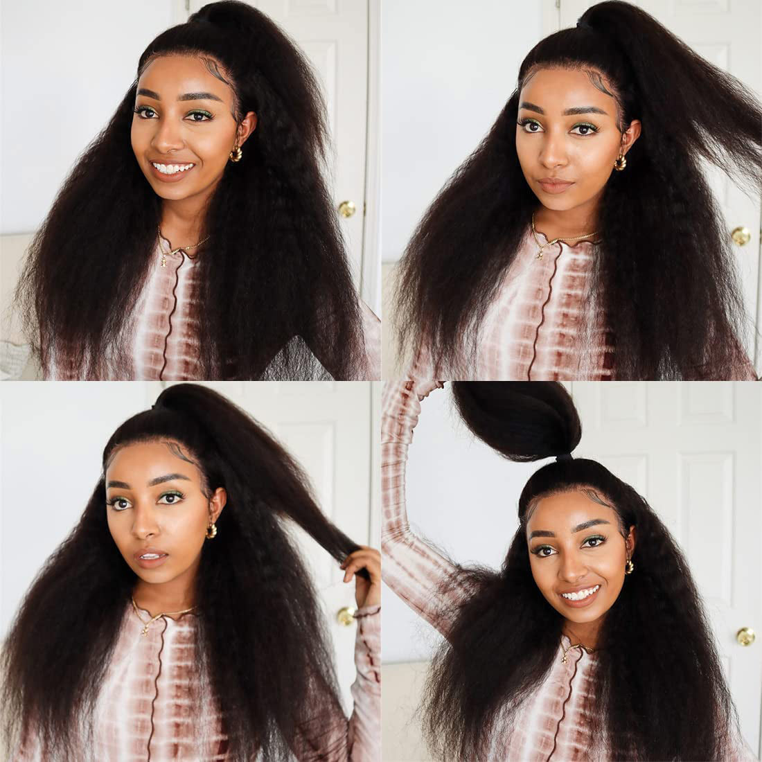 Kinky Straight 360 Transparent Lace Front Wigs Human Hair Wig Pre Plucked Natural Hairline-Alididihair