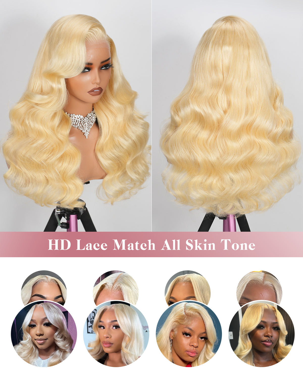 613 Blonde Body Wave 13x6 HD Transparent Lace Frontal Wig Pre Plucked Human Hair-AlididiHair