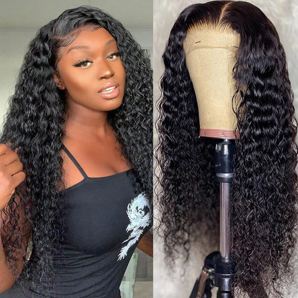 Water Wave Hair 4x4 HD Lace Closure Wig Real Human Hair Wig Perfect Hairline With Baby Hair-AlididiHair