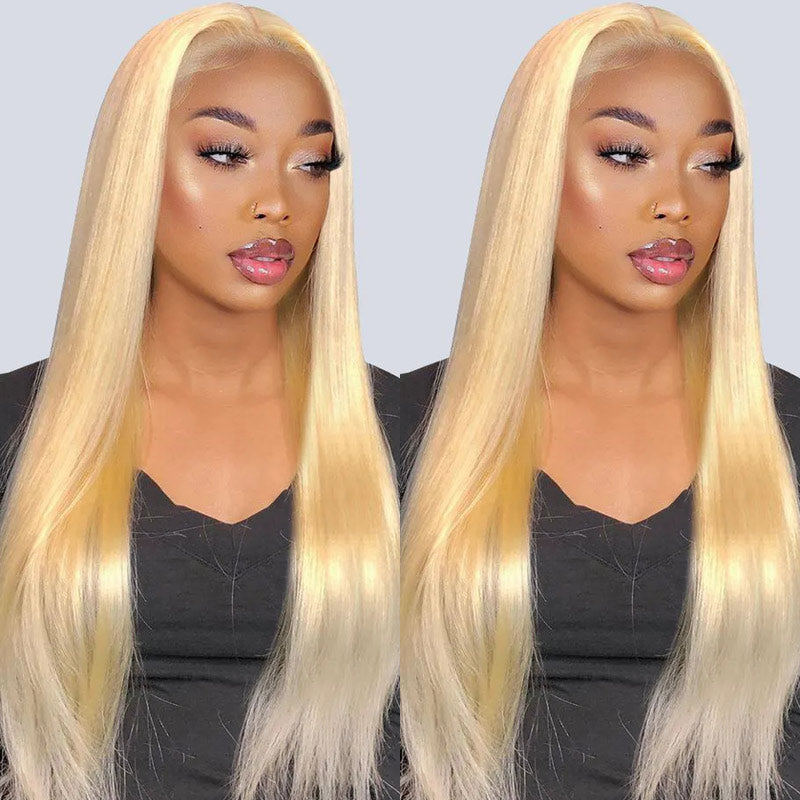 4x4 HD Transparent Lace Clsoure #613 Blonde Straight Hair Wig Pre Plucke 100% Human Hair Wigs-Alididihair