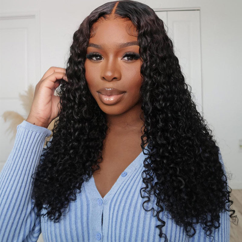 Black Curly Hair 4x4 Lace Closure Wig 100% Virgin Human Hair Wigs Pre Plucked Hairline-AlididiHair
