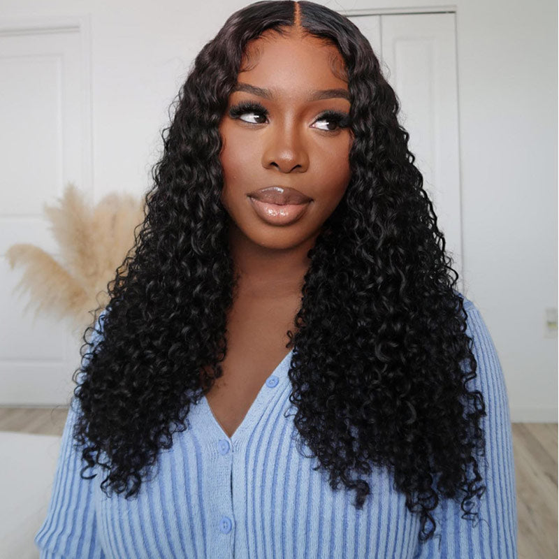 Black Curly Hair 4x4 HD Lace Closure Wig 100% Virgin Human Hair Wigs Pre Plucked Hairline-AlididiHair