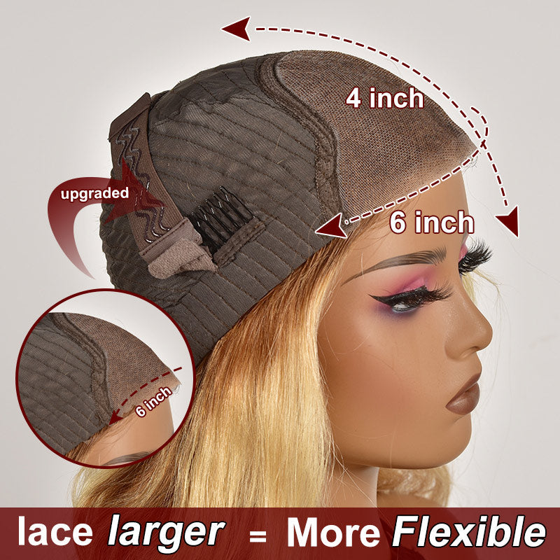 Wear And Go Wig Body Wave Blond Highlights Pre Cut 4x6 HD Lace Closure Glueless Human Hair Wigs-Alididihair