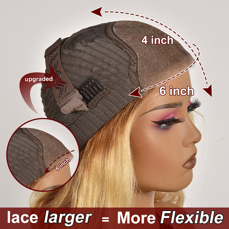 Honey Blonde Highlights Wear & Go Glueless 4x6 Kinky Curly Pre Cut HD Transaparent Lace  100% Virgin Human Hair Wigs