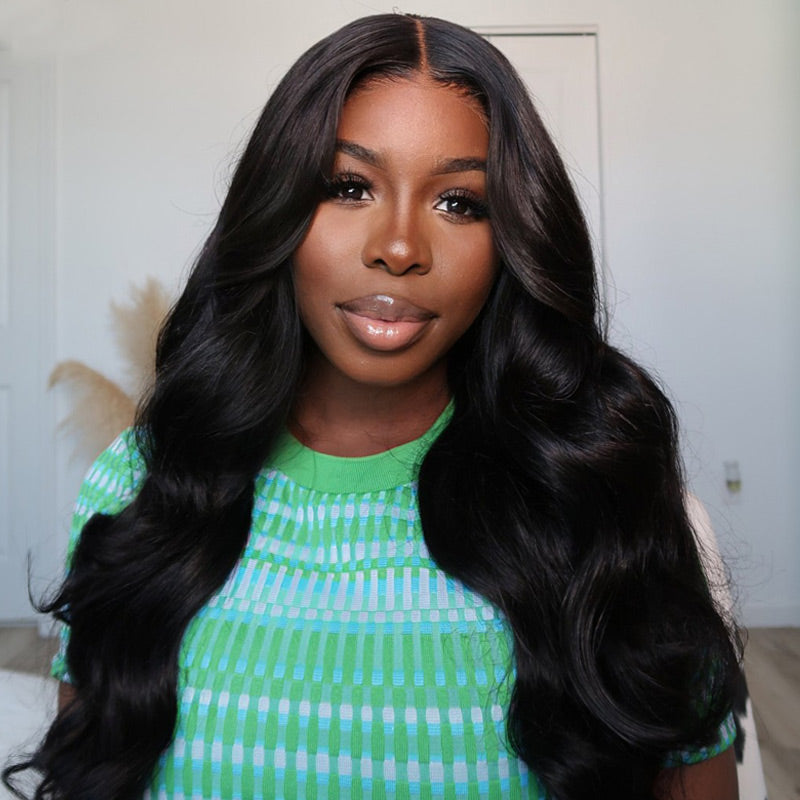 {Super Deal} Alididi Body Wave 13x4 Transparent Lace Frontal Wig Pre Plucked Real Human Hair Wig No Code Needed