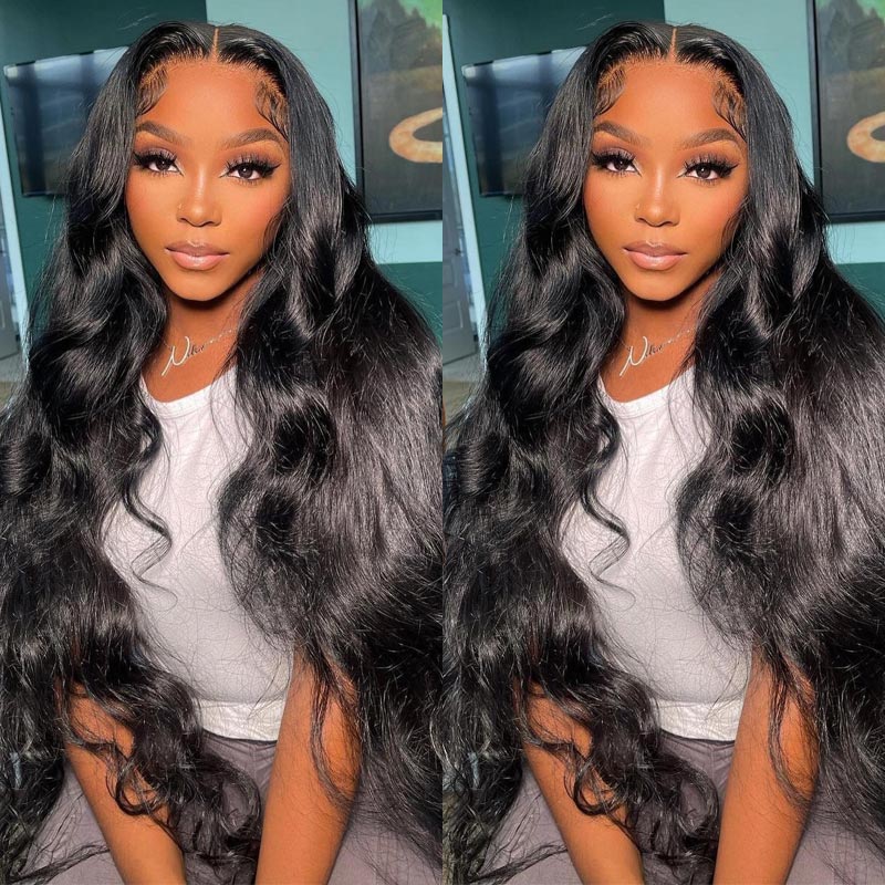 {Super Deal} Alididi Body Wave 13x4 Transparent Lace Frontal Wig Pre Plucked Real Human Hair Wig No Code Needed