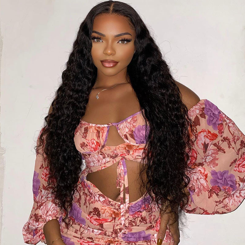 Deep Wave Wig Pre Plucked With Baby Hair 4x4 Transparent Lace Closure Wigs Human Hair For Women -Alididihair