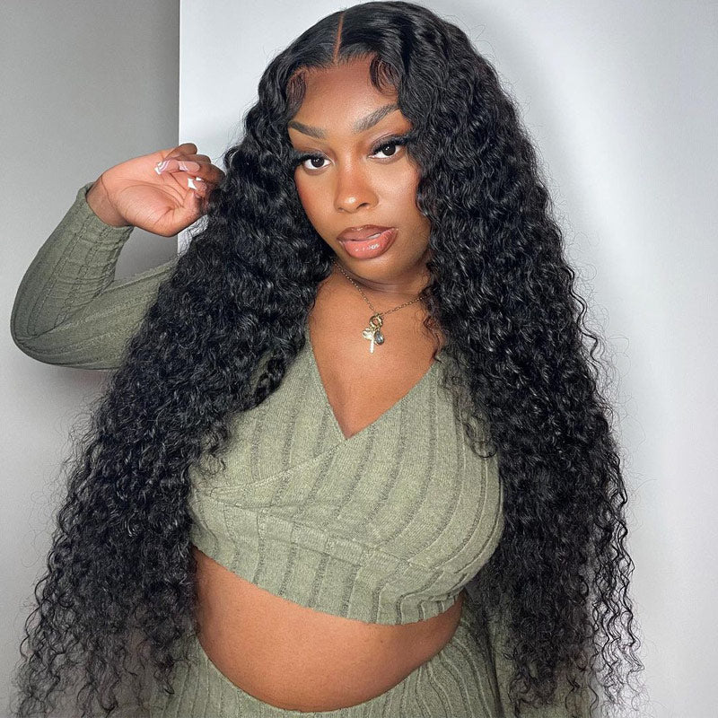 Alididi Super Mini Knots 13x4 HD Transparent Lace Frontal Wig Deep Curly Real Human Hair Wig