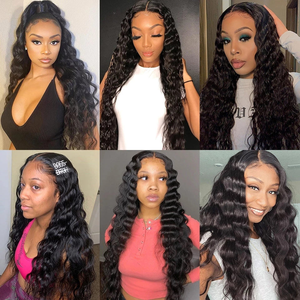 Loose Deep Wave Wig 5x5 Lace Closure Wig Pre Plucked Natural Hairline Real Human Hair-AliddiHair