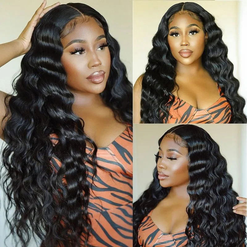 Loose Deep Wave Wig 5x5 HD Lace Closure Wig Pre Plucked Natural Hairline Real Human Hair-AliddiHair