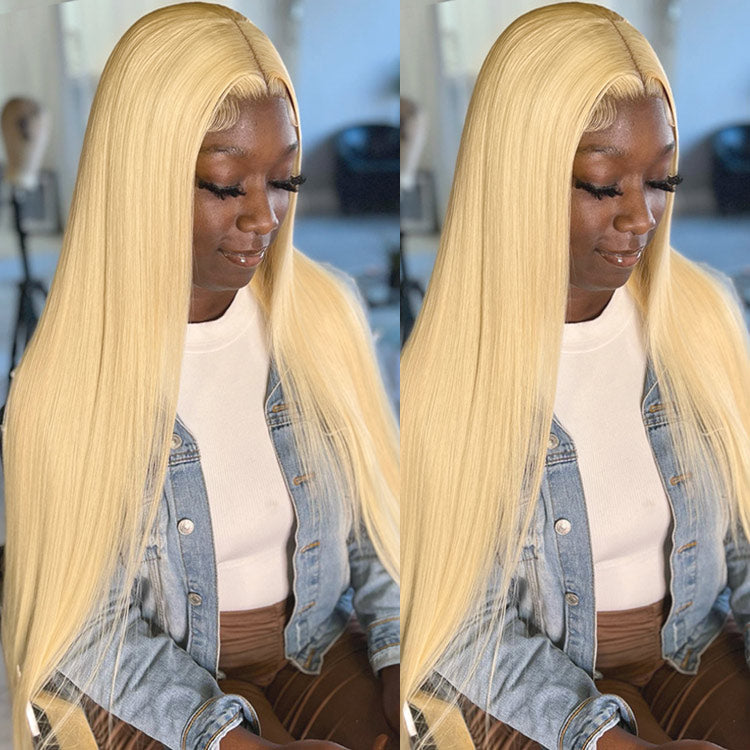 #613 Blonde Full Lace Frontal Wig Pre Plucked Straight Hair HD Full Lace Wigs 100% Human Hair Wig-Alididihair