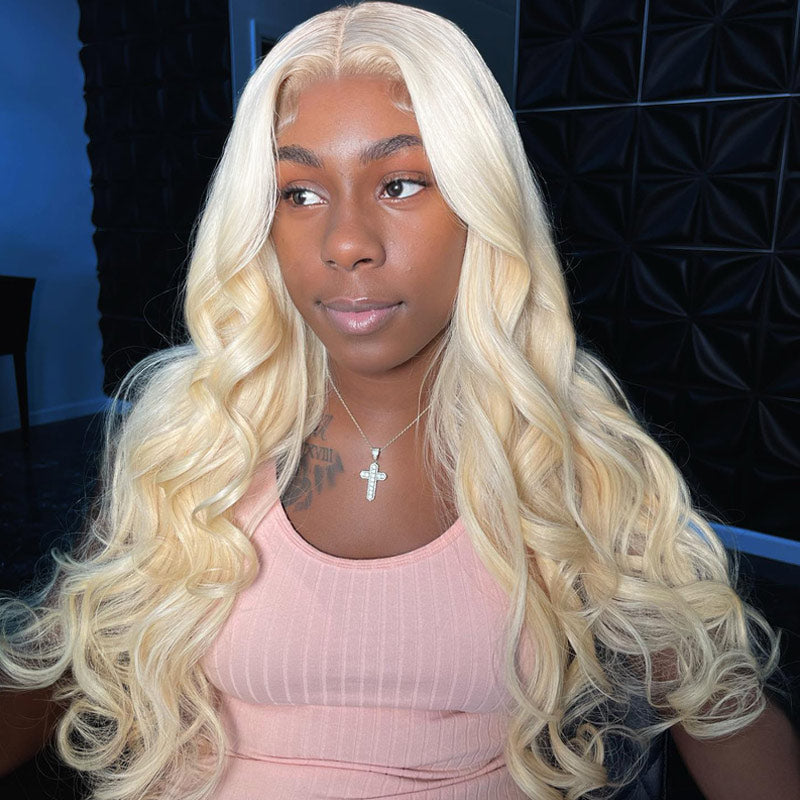 613 Blonde Body Wave 13x6 HD Transparent Lace Frontal Wig Pre Plucked Human Hair-AlididiHair