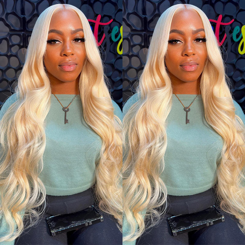 40 Inch 613 Blonde Wig 180% Density 13x4 Body Wave HD Transparent Lace Frontal Wigs  Human Hair Pre Plucked With Baby Hair
