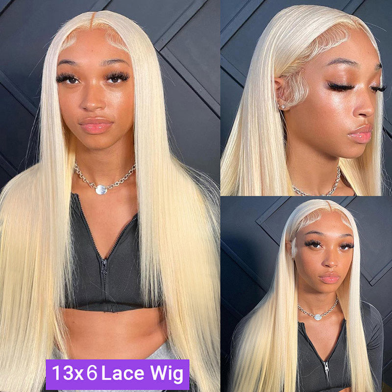 13x6 HD Lace Frontal 613 Blonde Wig Straight Human Hair Wig Pre Plucked With Baby Hair-AlididiHair