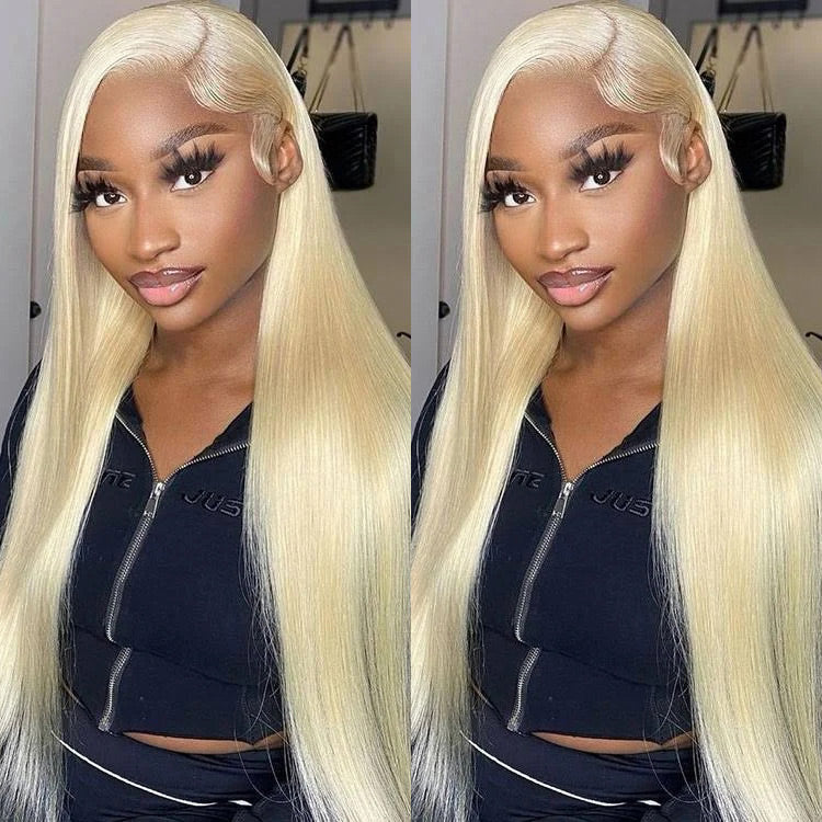 13x6 HD Lace Frontal 613 Blonde Wig Straight Human Hair Wig Pre Plucked With Baby Hair-AlididiHair