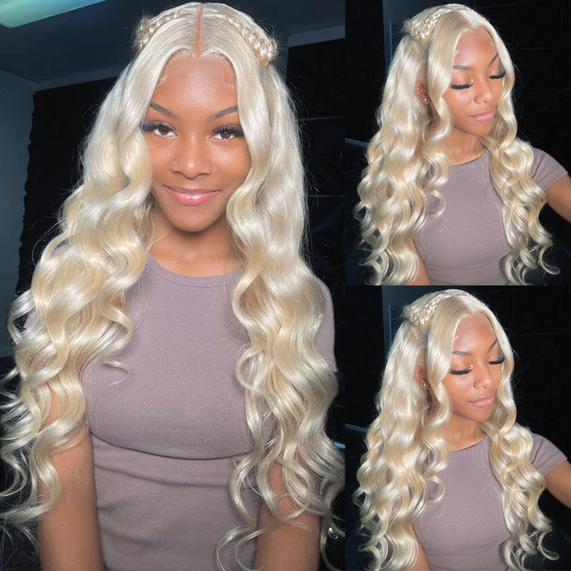 613 Blonde Body Wave 13x6 HD Transparent Lace Frontal Wig Pre Plucked Human Hair-AlididiHair