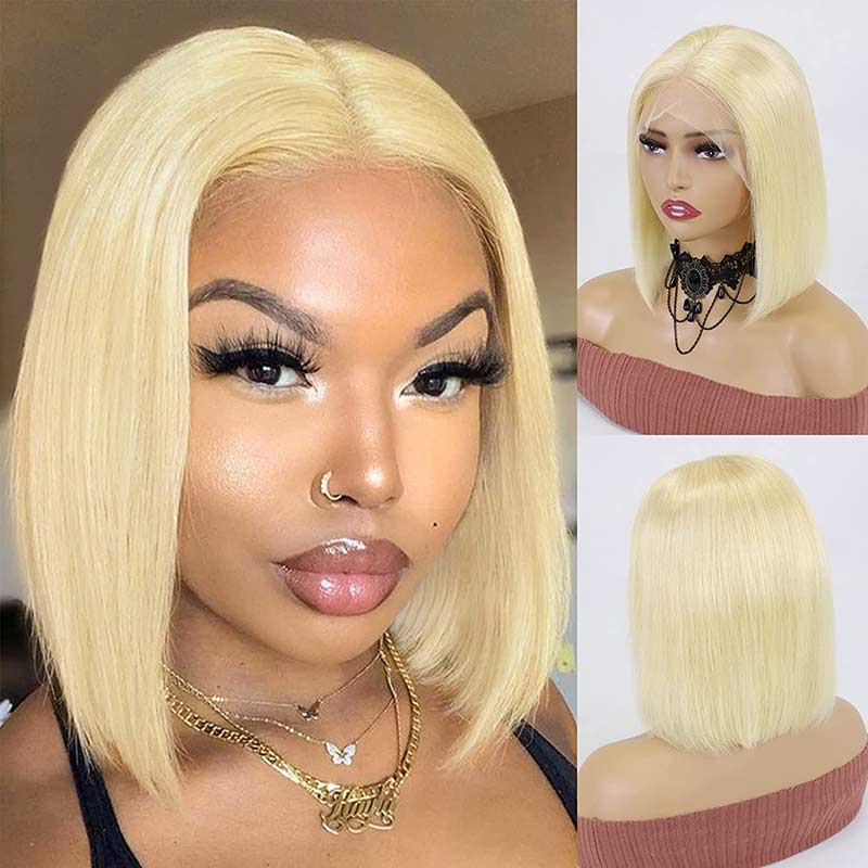 Buy 13x4 Body Wave Ombre Highlight Wig Get #613 Color 4x4 Short Bob Wig For Free