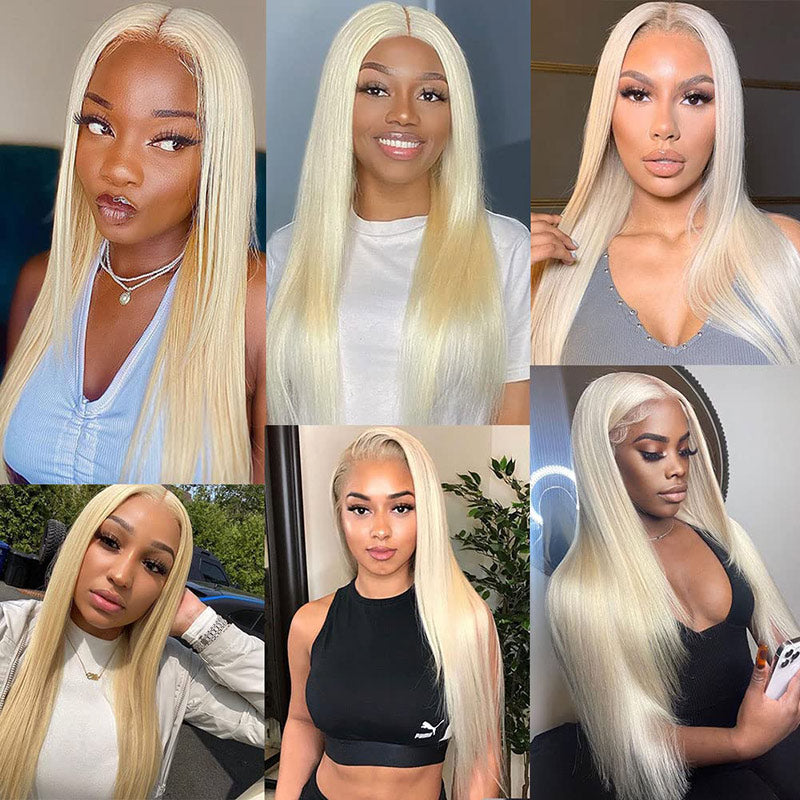 Alididi 613 Blonde Straight Hair 3bundles With 13x4 Transparent Lace Frontal Vrigin Human Hair