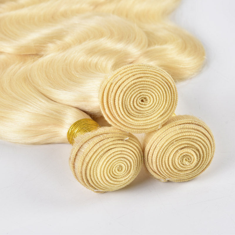 Alididi 613 Honey Blonde Body Wave 3 Bundles With 4x4 Closure Human Hair