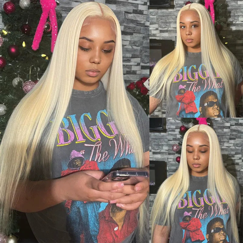 #613 Blonde Full Lace Frontal Wig Pre Plucked Straight Hair HD Full Lace Wigs 100% Human Hair Wig-Alididihair