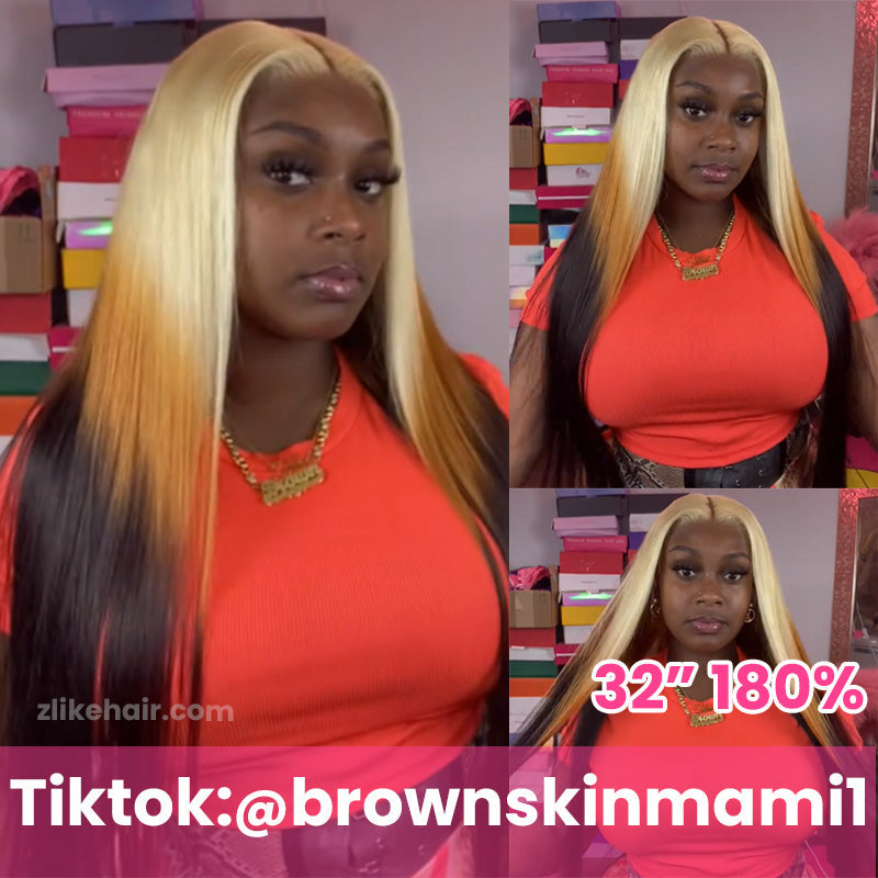 613 Ombre Hair Color With Brown Body Wave 13x4 Hd Lace Front Wig Pre Plucke Blonde Ombre Human Hair Wig-Alididhair