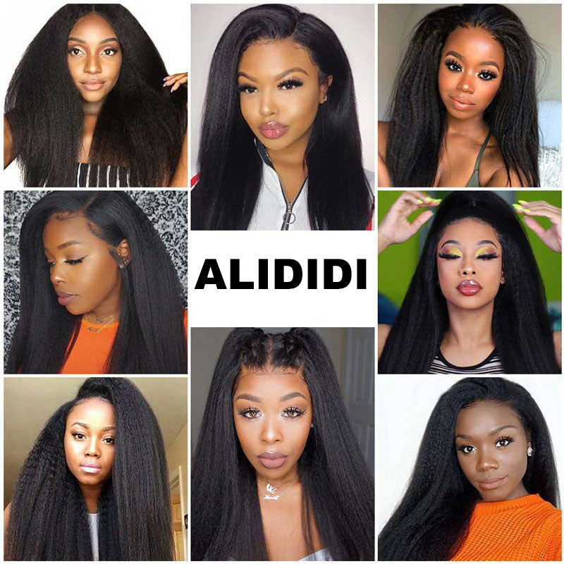 Under $100 | Alidid Yaki Straight 4C Kinky Edge Kinky Straight Lace Front Wig  Super Deal