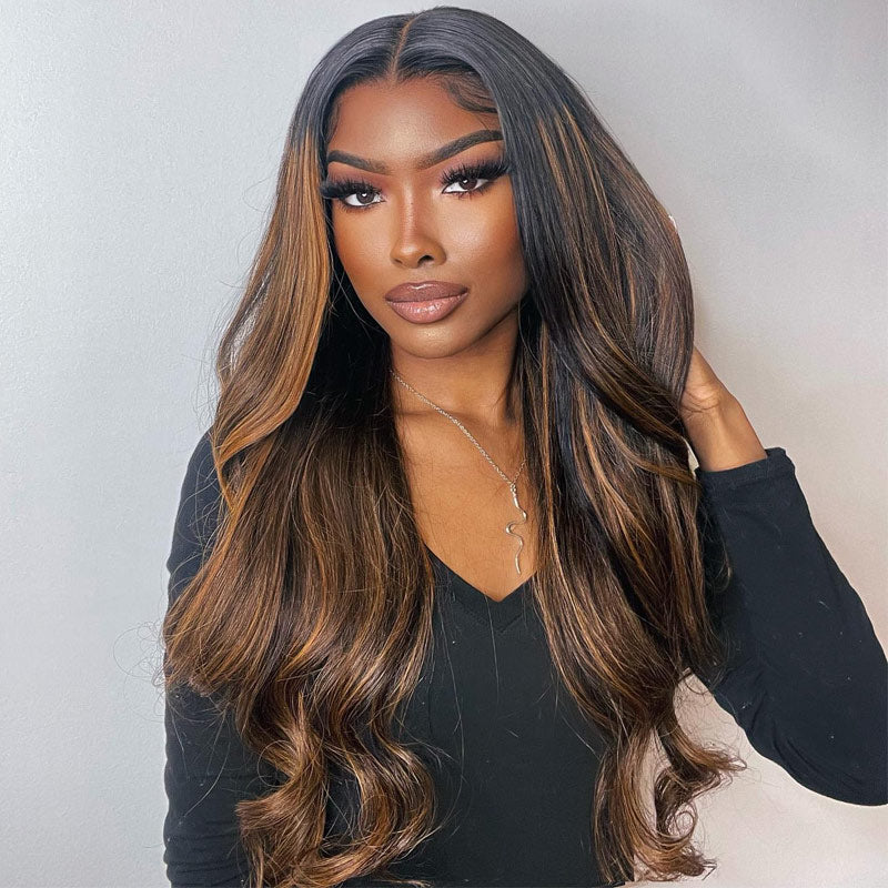 Body Wave T1B/30 Blonde Highlights Wig 13x4/4x4 HD Transparent Lace Frontal Real Human Hair Wig Pre Plucke-Alididihair