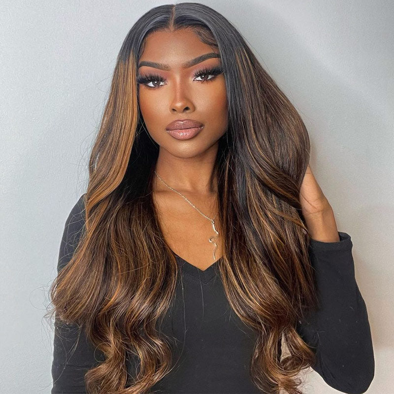 Body Wave T1B/30 Blonde Highlights Wig 13x4/4x4 HD Transparent Lace Frontal Real Human Hair Wig Pre Plucke-Alididihair