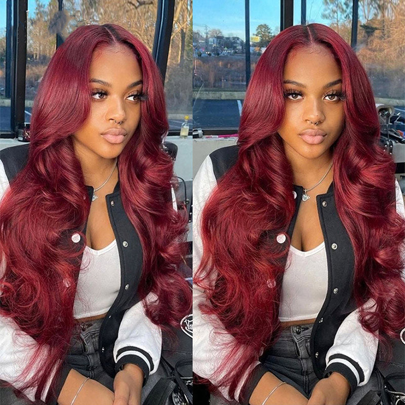 Alididi Body Wave 99J 13x4/13X6 HD Transparent Lace Front Wigs Human Hair