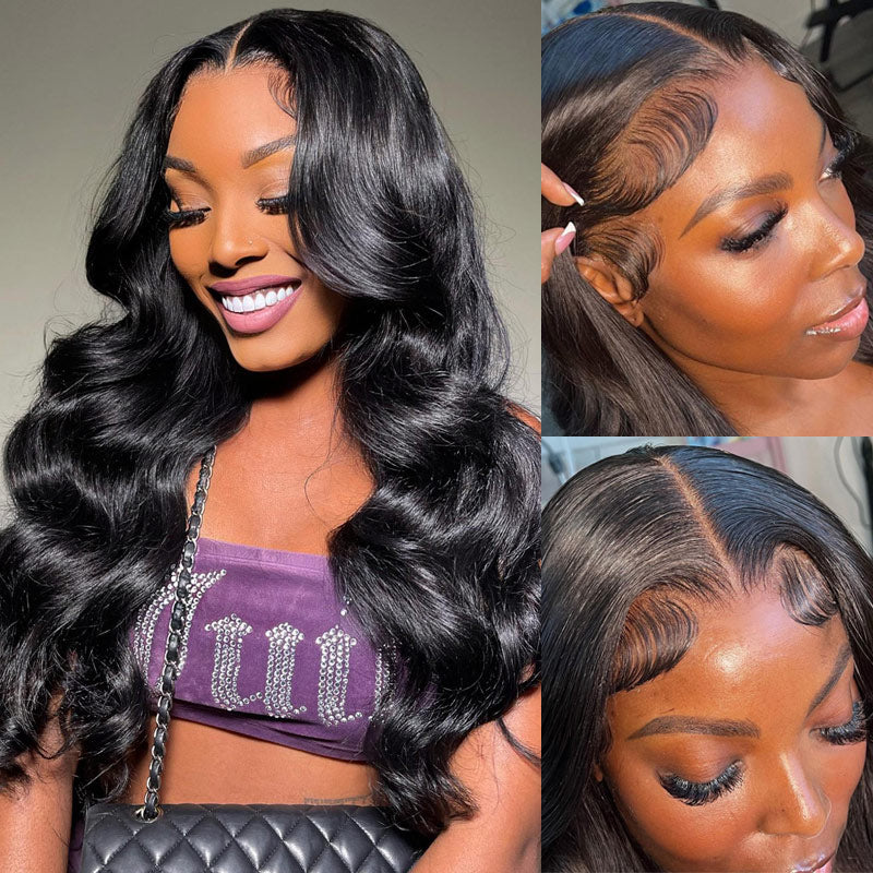 {Super Deal} Alididi Body Wave 13x4 HD Transparent Lace Frontal Wig Pre Plucked Real Human Hair Wig No Code Needed