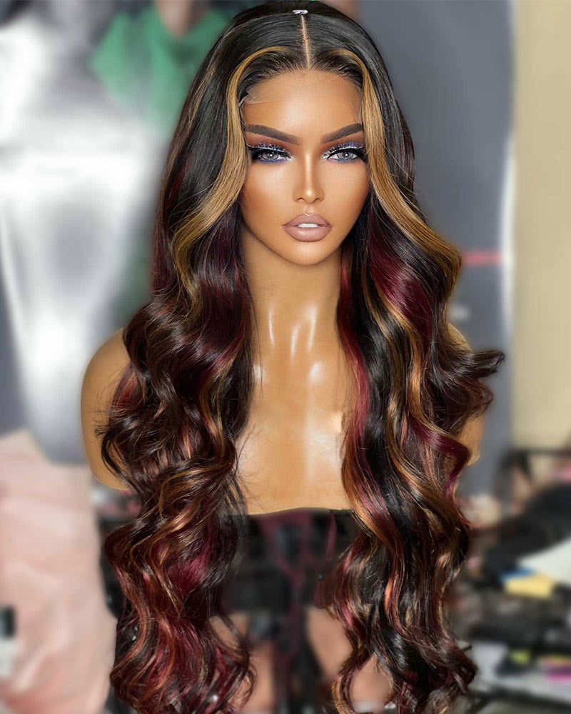 Body-Wave-Red-Hair-With-Blonde-Highlights-Wig-13x4-4x4-HD-Transparent-Lace-Frontal-Real-Human-Hair-Wig-Alididihair