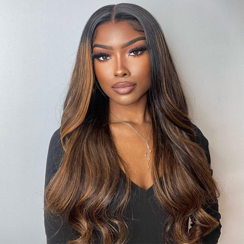 Body Wave T1B/30 Blonde Highlights Wig 13x4/4x4 HD Transparent Lace Frontal Real Human Hair Wig Pre Plucke-Alididihair