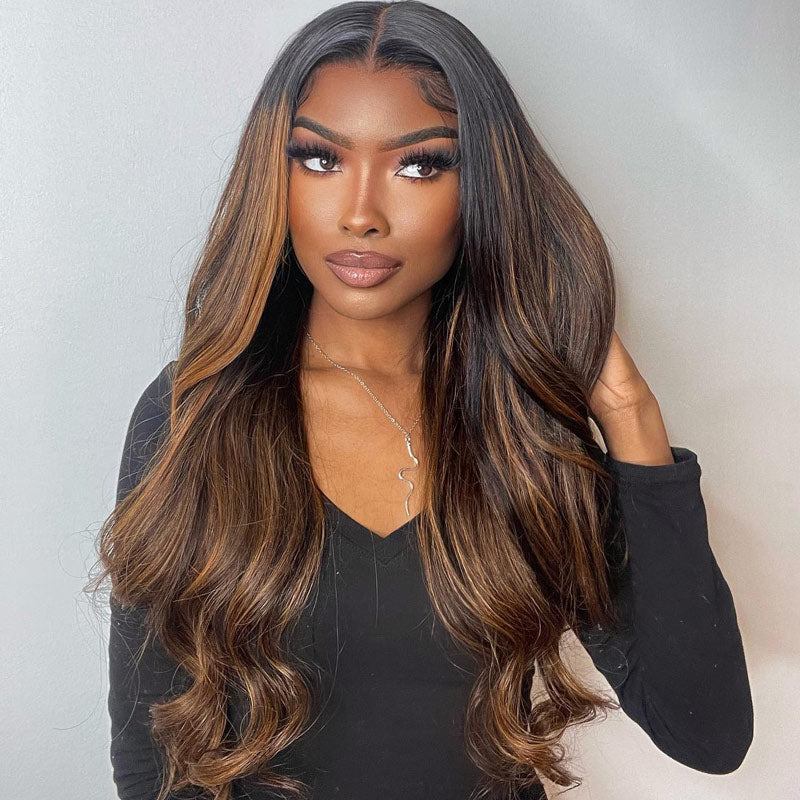 Body Wave T1B/30 Blonde Highlights Wig 13x4/4x4 HD Transparent Lace Frontal Real Human Hair Wig Pre Plucke-Alididihair