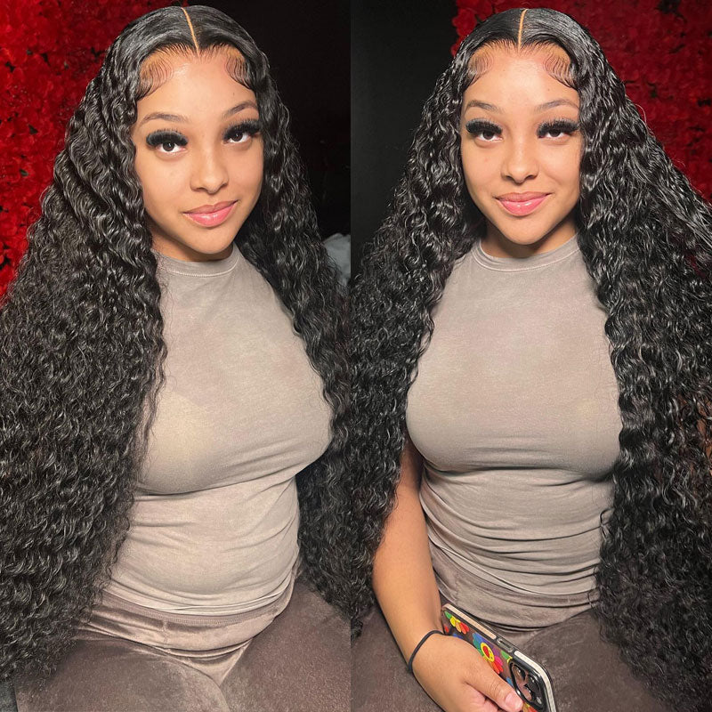 Water Wave 5x5 Lace Closure Wig Pre Plucked With Baby Hair Natural Hairline 100% Real Human Hair Wig-AlididiHair